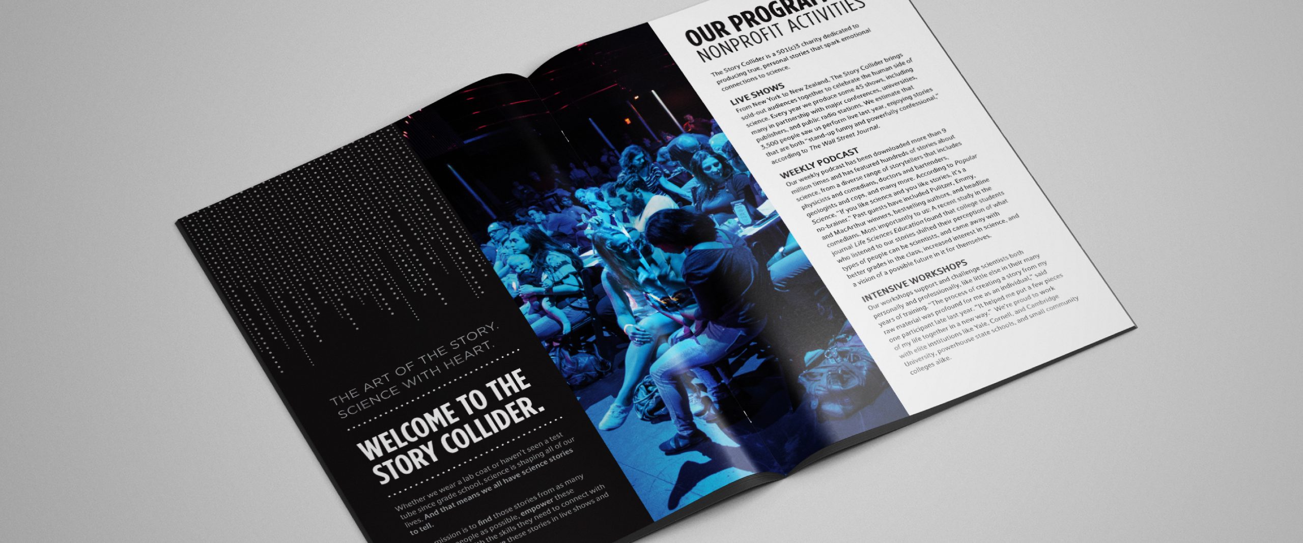 The Story Collider Gala Program Design - Inside Spread